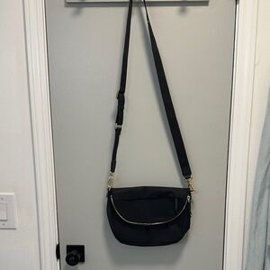 Quince Black Crossbody Bag with Gold Accents